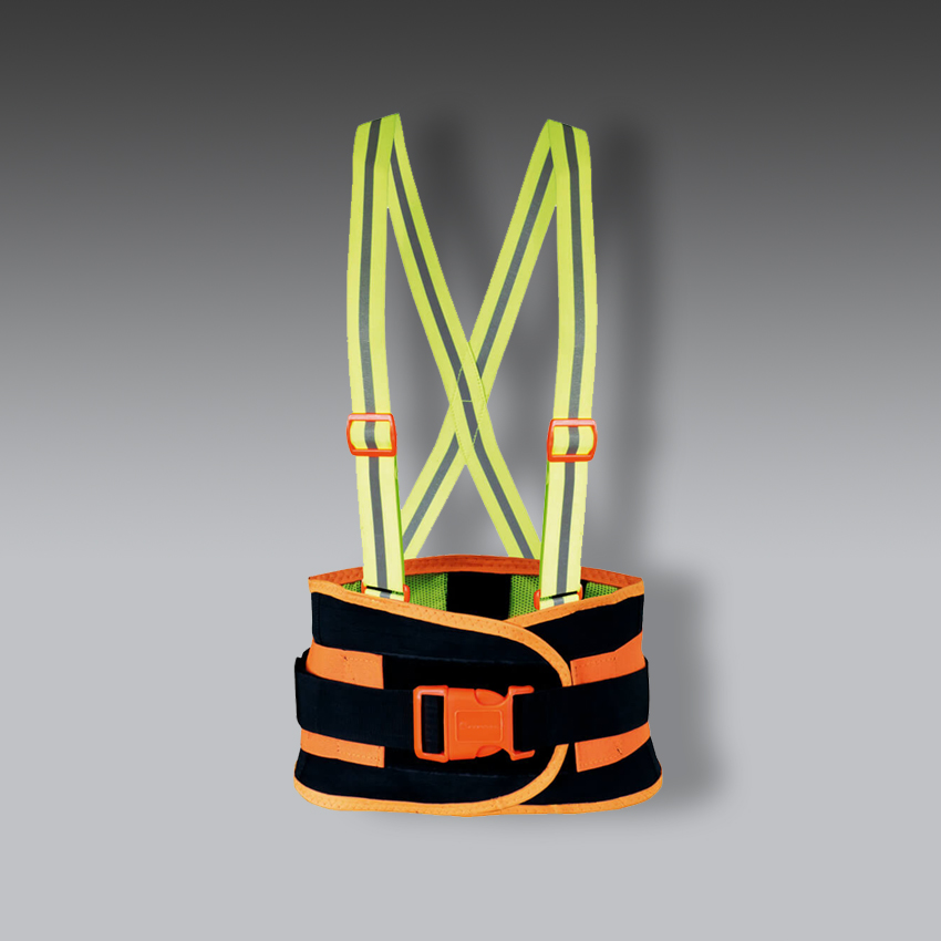 fajas para la seguridad industrial soporte sacrolumbar de malla elastica con tirantes high visibility reflectivos modelo jyr 807 3c marca jyrsa